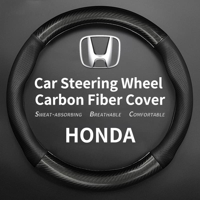 ปลอกหุ้มพวงมาลัยรถยนต์ คาร์บอนไฟเบอร์ สําหรับ Honda Freed Brio City Civic CRV HRV BRV Jazz FD FC Accord อุปกรณ์ตกแต่งรถยนต์