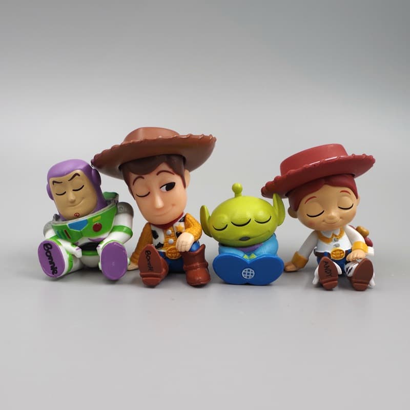 4 ชิ้น/เซ็ตอะนิเมะของเล่น Story รูป Woody Buzz Lightyear Jessie Aliens Sleep รุ่น Q PVC ตัวเลขการกระทําตุ๊กตาของเล่นเด็กของขวัญ