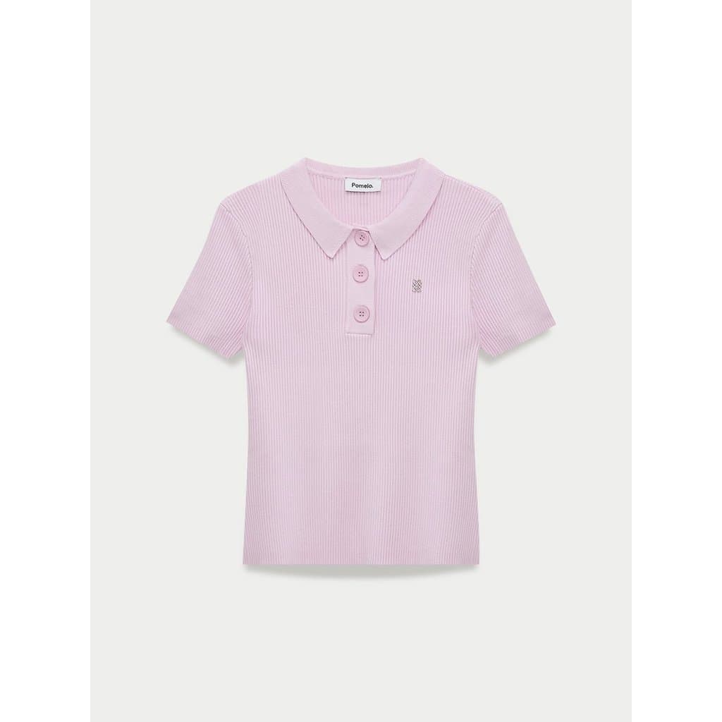 [Pomelo] เสื้อถักคอวีแบบมีลายริ้ว / Ribbed Sweetheart Neck Knitted Top