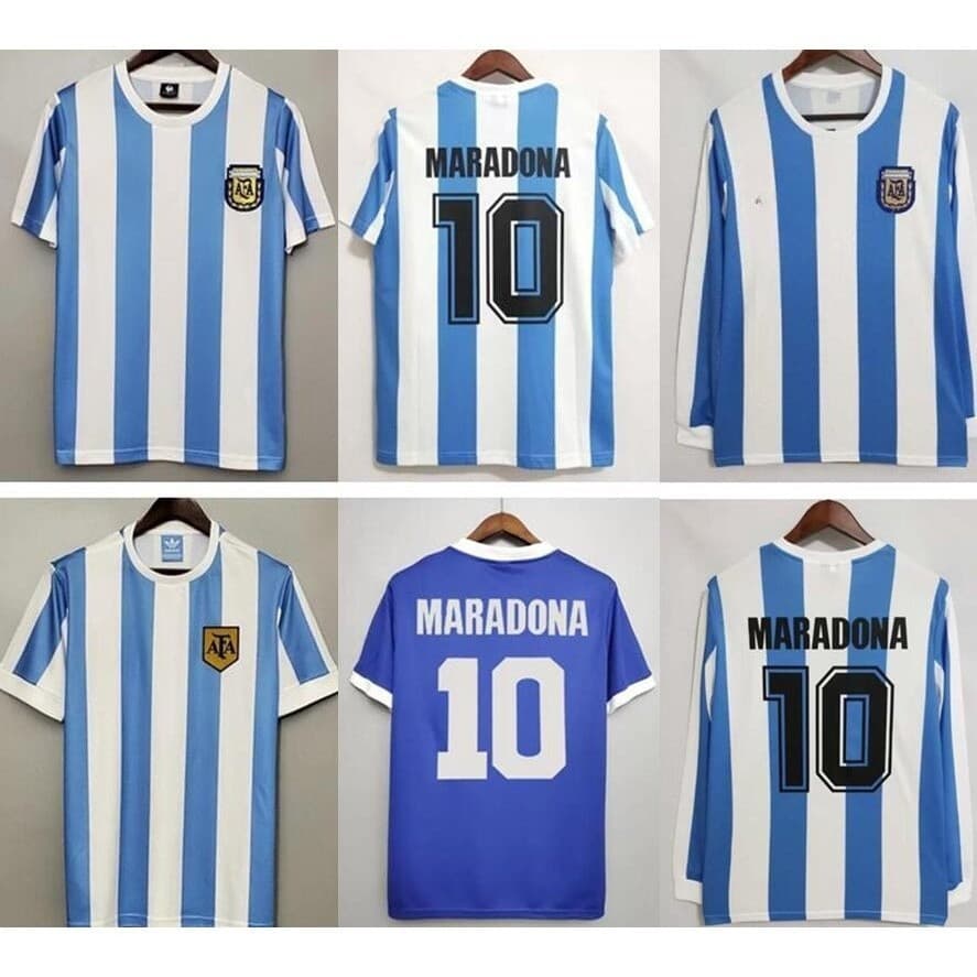 New Retro1986 Argentina retro classic vintage Soccer Jersey ฟุตบอล 1978 DIEGO MARADONA jersey แขนยาว