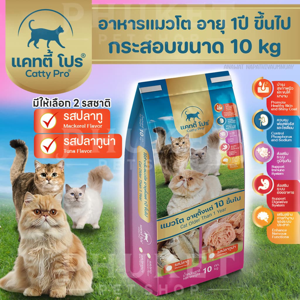 Catty Pro แคทตี้ โปร อาหารเม็ดแมวโต กระสอบขนาด 10 kg