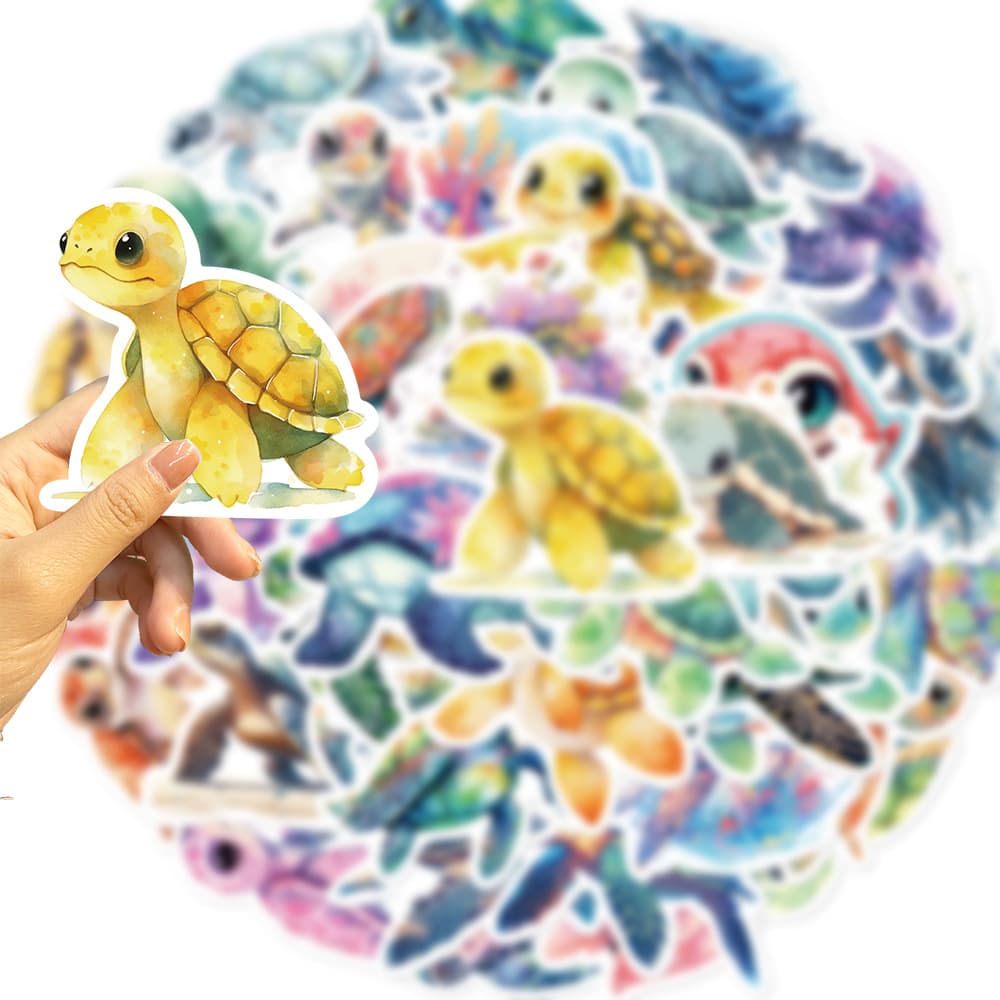 ✨พร้อมส่ง✨น่ารัก Cute turtle เต่าทะเล  สติกเกอร์ ตกปลา สเก็ตบอร์ด 50ชิ้น sticker