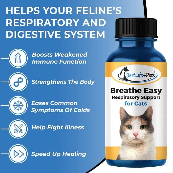 พร้อมส่ง อาหารเสริมสำหรับแมวเป็นหวัด ไอ จาม น้ำมูกไหล หลอดลมอักเสบ ไซนัส Cats Breathe Easy Exp.12/72