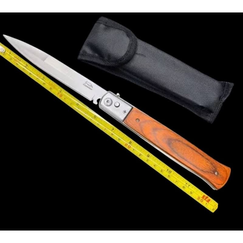 มีดเดินป่า มีดปลายแหลม มีดเอนกประสงค์เลสด้ามไม้ยาว30cm