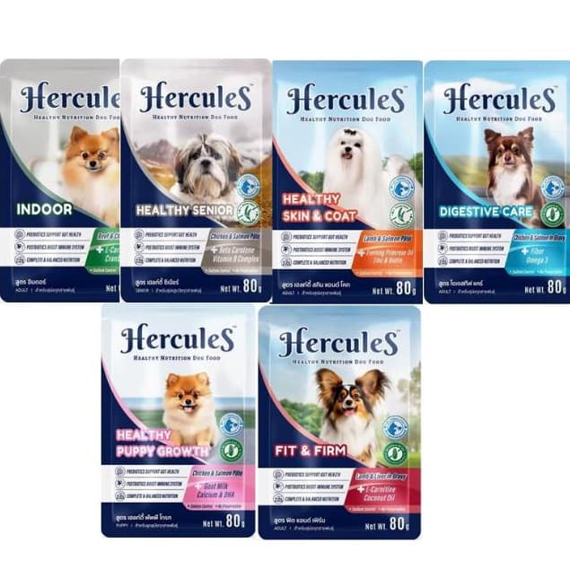 (ยกลัง 48ซอง) Hercules เฮอร์คิวลิส อาหารสุนัขเปียก แบบซอง 80g*โปรดอ่นรายละเอียดก่อนสั่งซื้อ