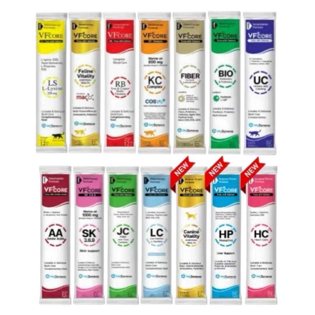 Vf Core ขนมแมวเลีย บรรจุ 30 ซอง (1 กล่อง) ที่มีประโยชน์ VFcore บำรุงร่างกาย สำหรับสุนัขและแมว
